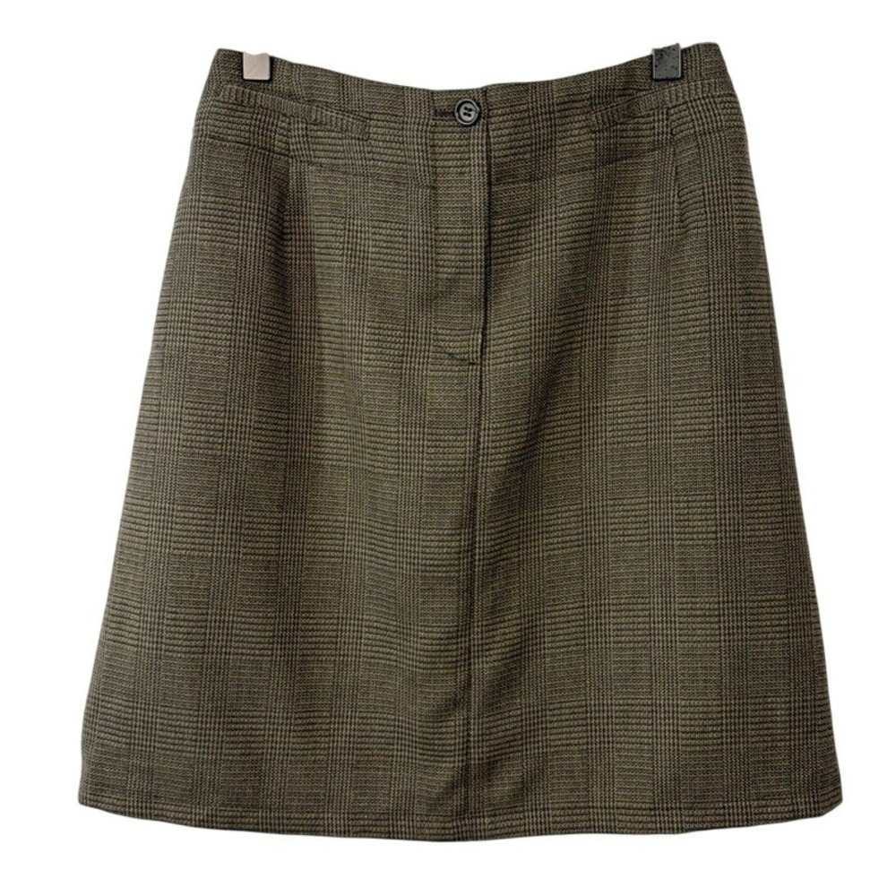 Harve Benard 100% Wool Skirt Petite 2P Lined Brown Plaid A Line Career
